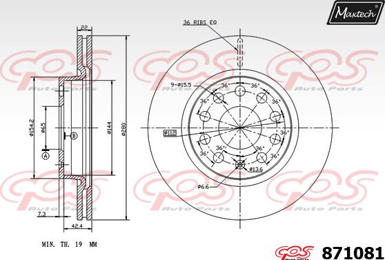 Maxtech 71810212 - Направляючий болт, корпус скоби гальма autozip.com.ua