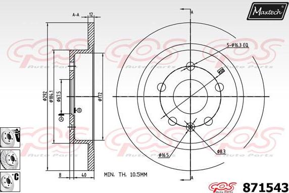 Maxtech 857122 - Гальмівний диск autozip.com.ua