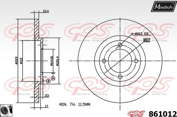 Maxtech 72948049 - Поршень, корпус скоби гальма autozip.com.ua