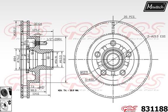 Maxtech 72954056 - Поршень, корпус скоби гальма autozip.com.ua