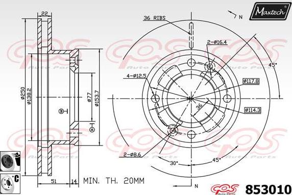 Maxtech 72954024 - Поршень, корпус скоби гальма autozip.com.ua