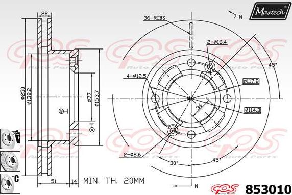 Maxtech 72954026 - Поршень, корпус скоби гальма autozip.com.ua