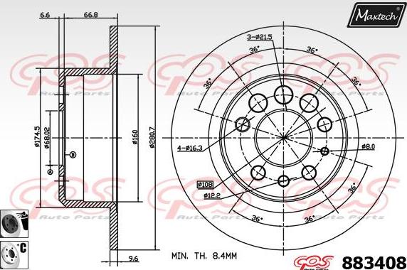 Maxtech 72938052 - Поршень, корпус скоби гальма autozip.com.ua