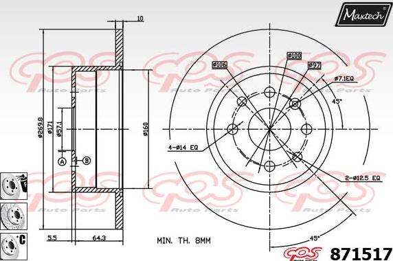 Maxtech 72938005P - Поршень, корпус скоби гальма autozip.com.ua