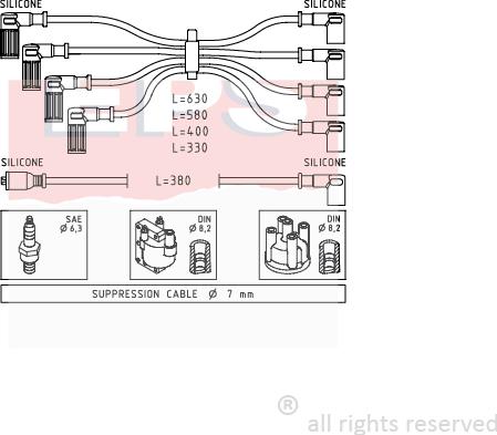 MDR EPS-1500 808 - Комплект проводів запалювання autozip.com.ua