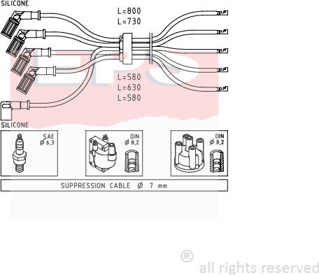 MDR EPS-1500 716 - Комплект проводів запалювання autozip.com.ua