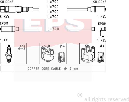MDR EPS-1501 353 - Комплект проводів запалювання autozip.com.ua