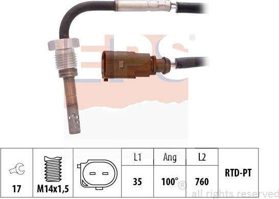MDR EPS-1220 002 - Датчик, температура вихлопних газів autozip.com.ua