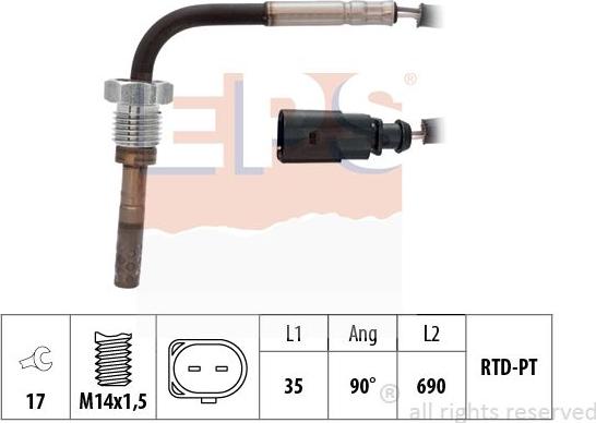 MDR EPS-1220 145 - Датчик, температура вихлопних газів autozip.com.ua