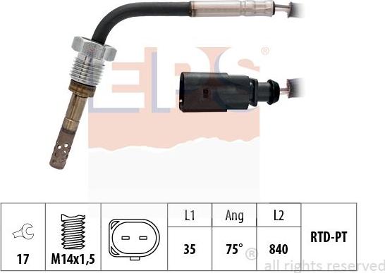 MDR EPS-1220 184 - Датчик, температура вихлопних газів autozip.com.ua