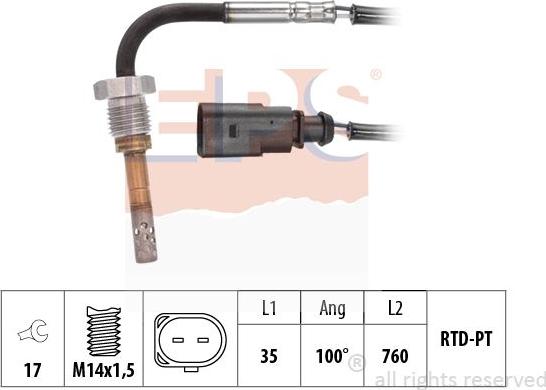 MDR EPS-1220 314 - Датчик, температура вихлопних газів autozip.com.ua