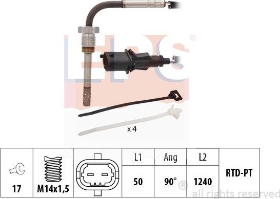 MDR EPS-1220 214 - Датчик, температура вихлопних газів autozip.com.ua