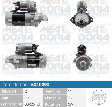 Meat & Doria 5040090 - Стартер autozip.com.ua