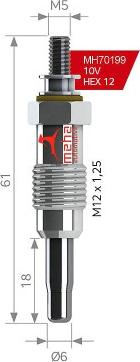 MEHA AUTOMOTIVE MH70199 - Свічка розжарювання autozip.com.ua
