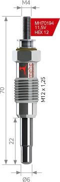 MEHA AUTOMOTIVE MH70194 - Свічка розжарювання autozip.com.ua
