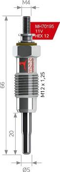 MEHA AUTOMOTIVE MH70195 - Свічка розжарювання autozip.com.ua