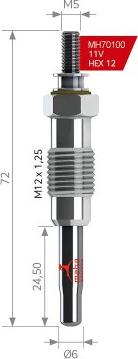 MEHA AUTOMOTIVE MH70100 - Свічка розжарювання autozip.com.ua