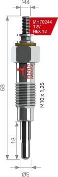MEHA AUTOMOTIVE MH70244 - Свічка розжарювання autozip.com.ua