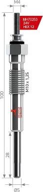 MEHA AUTOMOTIVE MH70253 - Свічка розжарювання autozip.com.ua