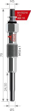 MEHA AUTOMOTIVE MH70216 - Свічка розжарювання autozip.com.ua