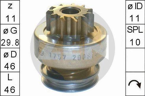 ERA ZN1757 - Провідна шестерня, стартер autozip.com.ua