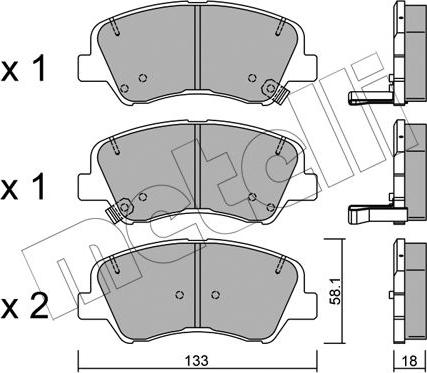 Metelli 22-0943-0 - Гальмівні колодки, дискові гальма autozip.com.ua