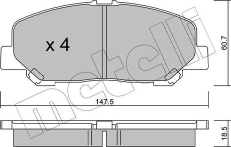 Metelli 22-0905-0 - Гальмівні колодки, дискові гальма autozip.com.ua