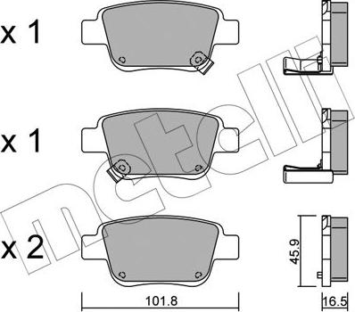 Metelli 22-0451-0 - Гальмівні колодки, дискові гальма autozip.com.ua