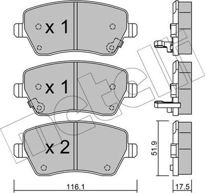 Metelli 22-0485-2 - Гальмівні колодки, дискові гальма autozip.com.ua