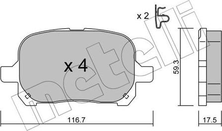 Metelli 22-0429-0 - Гальмівні колодки, дискові гальма autozip.com.ua