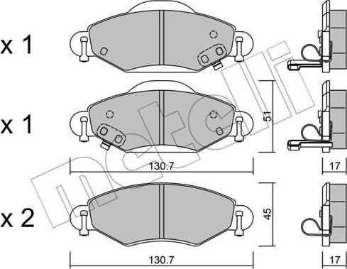 Metelli 22-0421-0 - Гальмівні колодки, дискові гальма autozip.com.ua