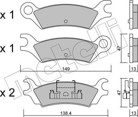 Metelli 22-0470-0 - Гальмівні колодки, дискові гальма autozip.com.ua