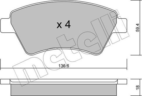 Metelli 22-0544-0 - Гальмівні колодки, дискові гальма autozip.com.ua