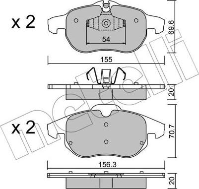 Metelli 22-0540-4 - Гальмівні колодки, дискові гальма autozip.com.ua