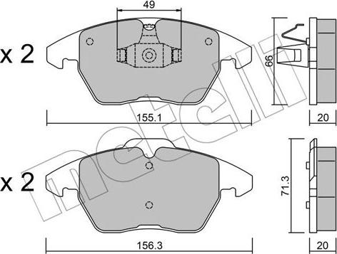 Metelli 22-0548-2 - Гальмівні колодки, дискові гальма autozip.com.ua