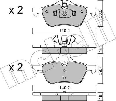 Metelli 22-0555-0 - Гальмівні колодки, дискові гальма autozip.com.ua