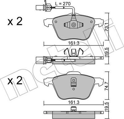 Metelli 22-0551-0 - Гальмівні колодки, дискові гальма autozip.com.ua