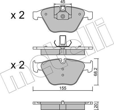 Metelli 22-0558-8 - Гальмівні колодки, дискові гальма autozip.com.ua