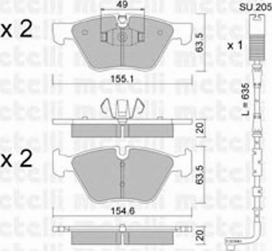 Metelli 22-0557-5K - Гальмівні колодки, дискові гальма autozip.com.ua