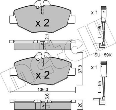 Metelli 22-0562-0K - Гальмівні колодки, дискові гальма autozip.com.ua