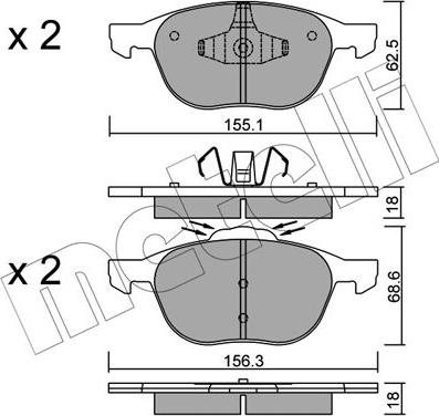 Metelli 22-0534-1 - Гальмівні колодки, дискові гальма autozip.com.ua