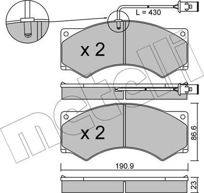 Metelli 22-0579-2 - Гальмівні колодки, дискові гальма autozip.com.ua