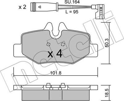 Metelli 22-0576-0K - Гальмівні колодки, дискові гальма autozip.com.ua