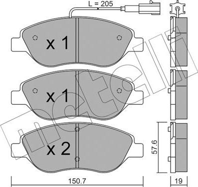 Metelli 22-0577-0 - Гальмівні колодки, дискові гальма autozip.com.ua