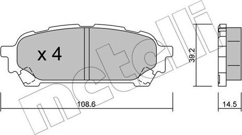 Metelli 22-0613-0 - Гальмівні колодки, дискові гальма autozip.com.ua