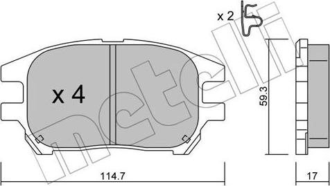 Metelli 22-0617-0 - Гальмівні колодки, дискові гальма autozip.com.ua