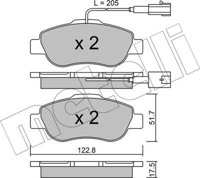 Metelli 22-0638-2 - Гальмівні колодки, дискові гальма autozip.com.ua