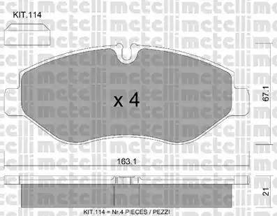 Metelli 22-0671-2 - Гальмівні колодки, дискові гальма autozip.com.ua