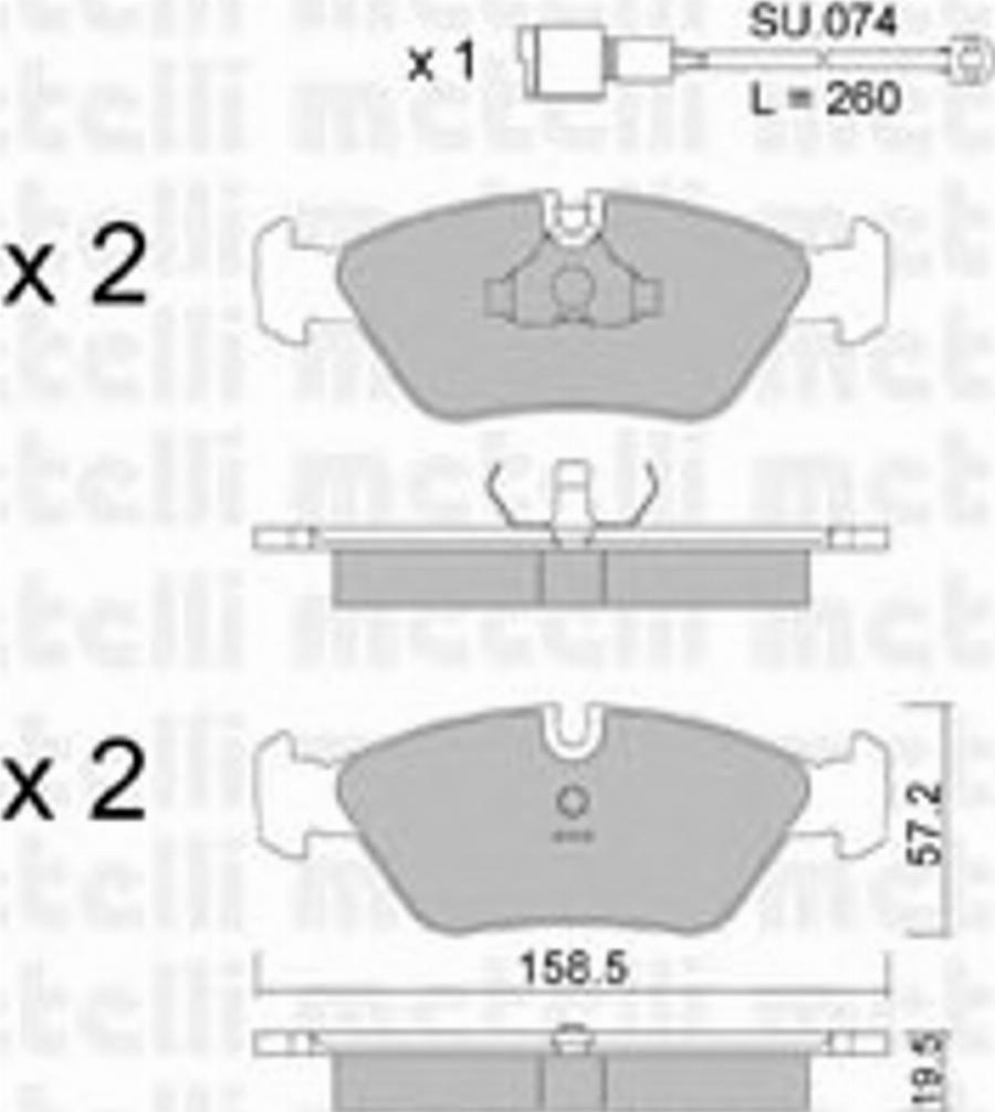 Metelli 22-0091-0K - Гальмівні колодки, дискові гальма autozip.com.ua