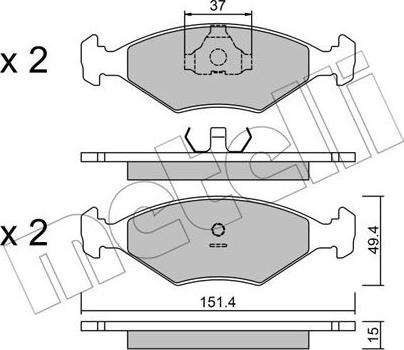 Metelli 22-0057-5 - Гальмівні колодки, дискові гальма autozip.com.ua